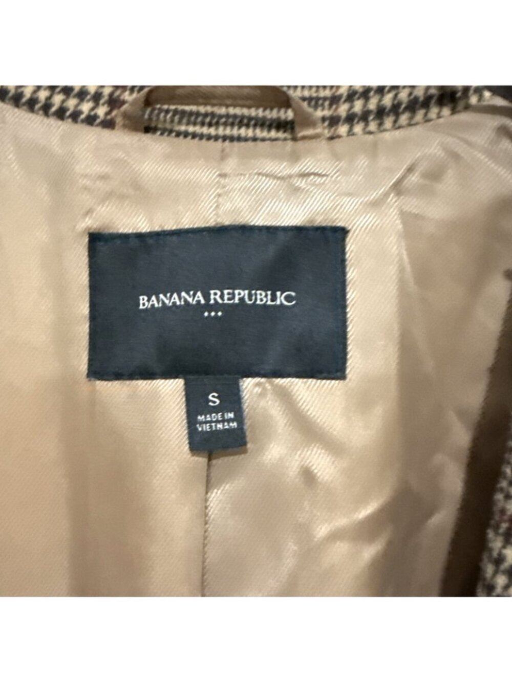 Banana Republic Tan Tie Waist Plaid Wool Blend Long Trench Coat Womens Size S - Picture 4 of 11